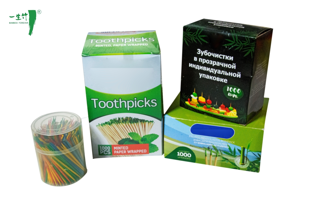 工場直販・無料サンプル有り　ミント香味付き使い捨て竹製つまようじ