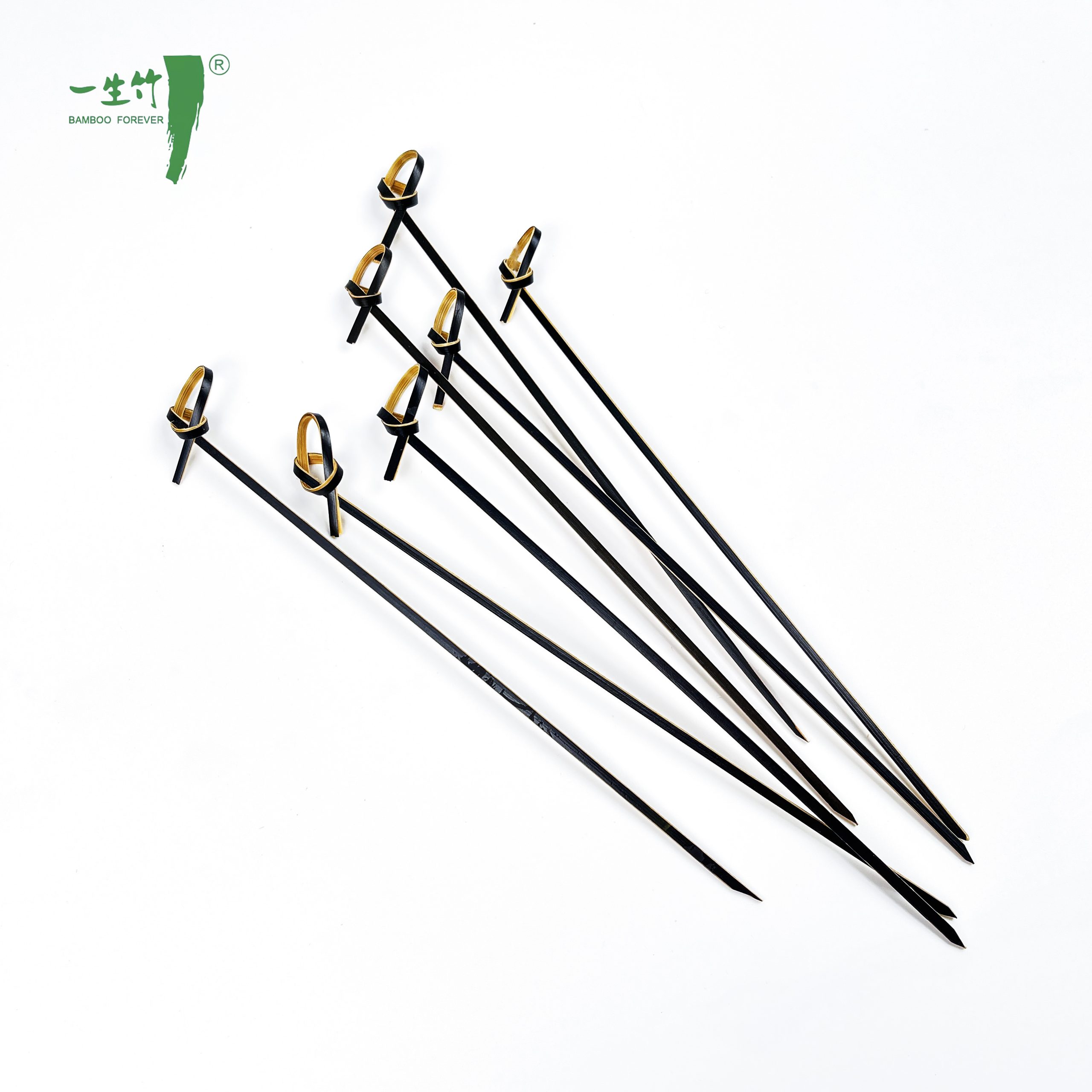 竹製結び串 使い捨てエコフレンドリー パーティー前菜用ピック