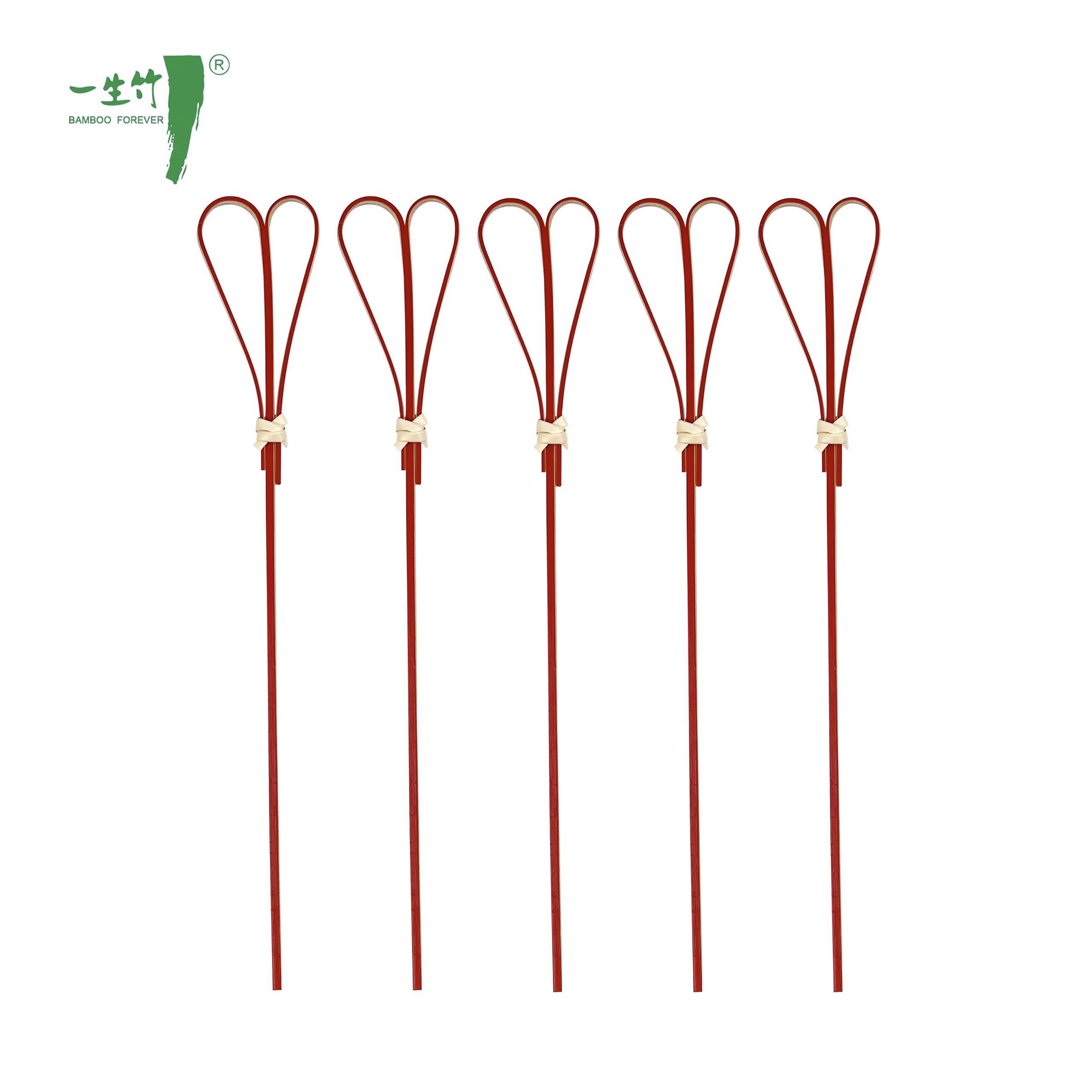 竹製ハート型ピック カラー付き