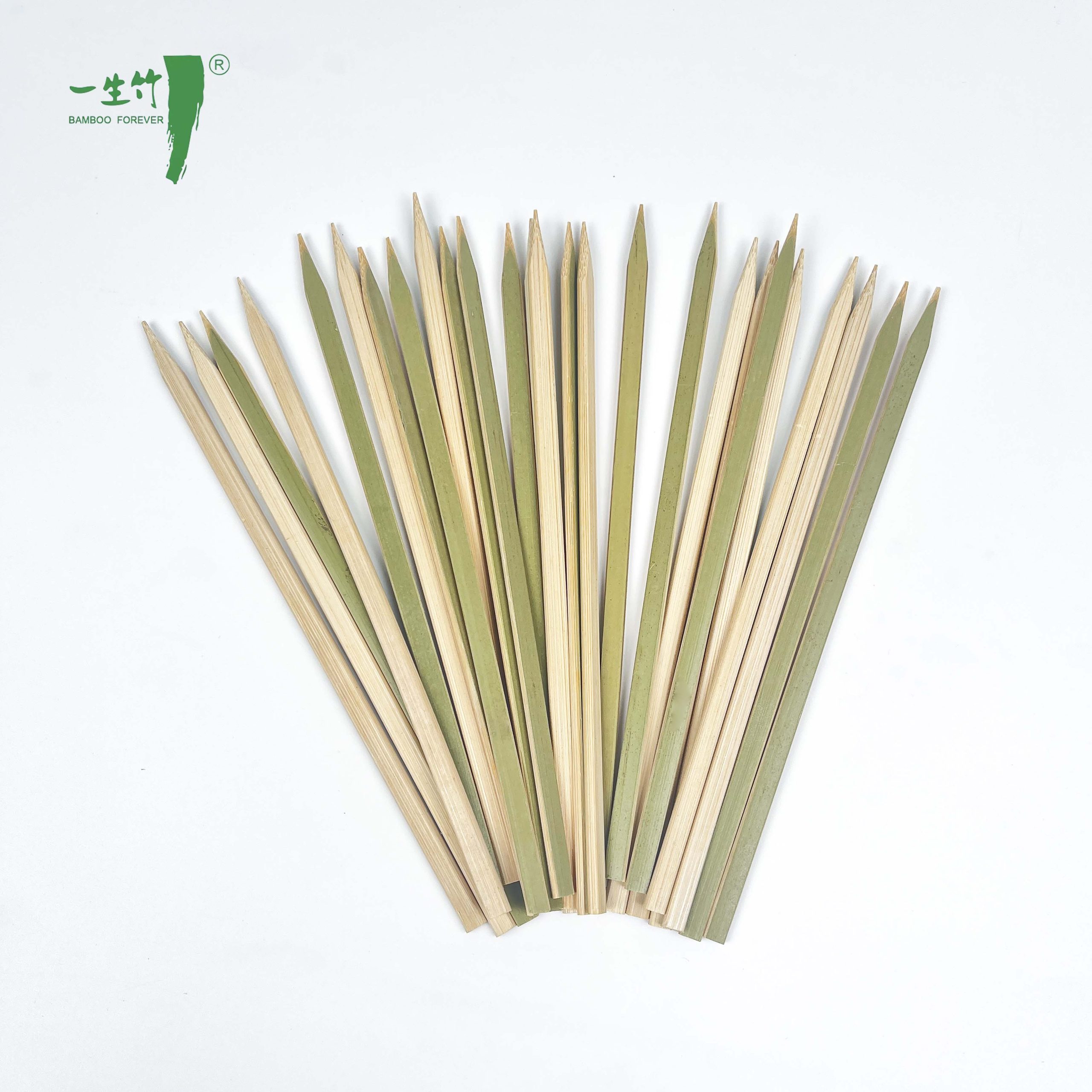中国製バーベキューステーク用竹串・使い捨てフラット串の卸売り