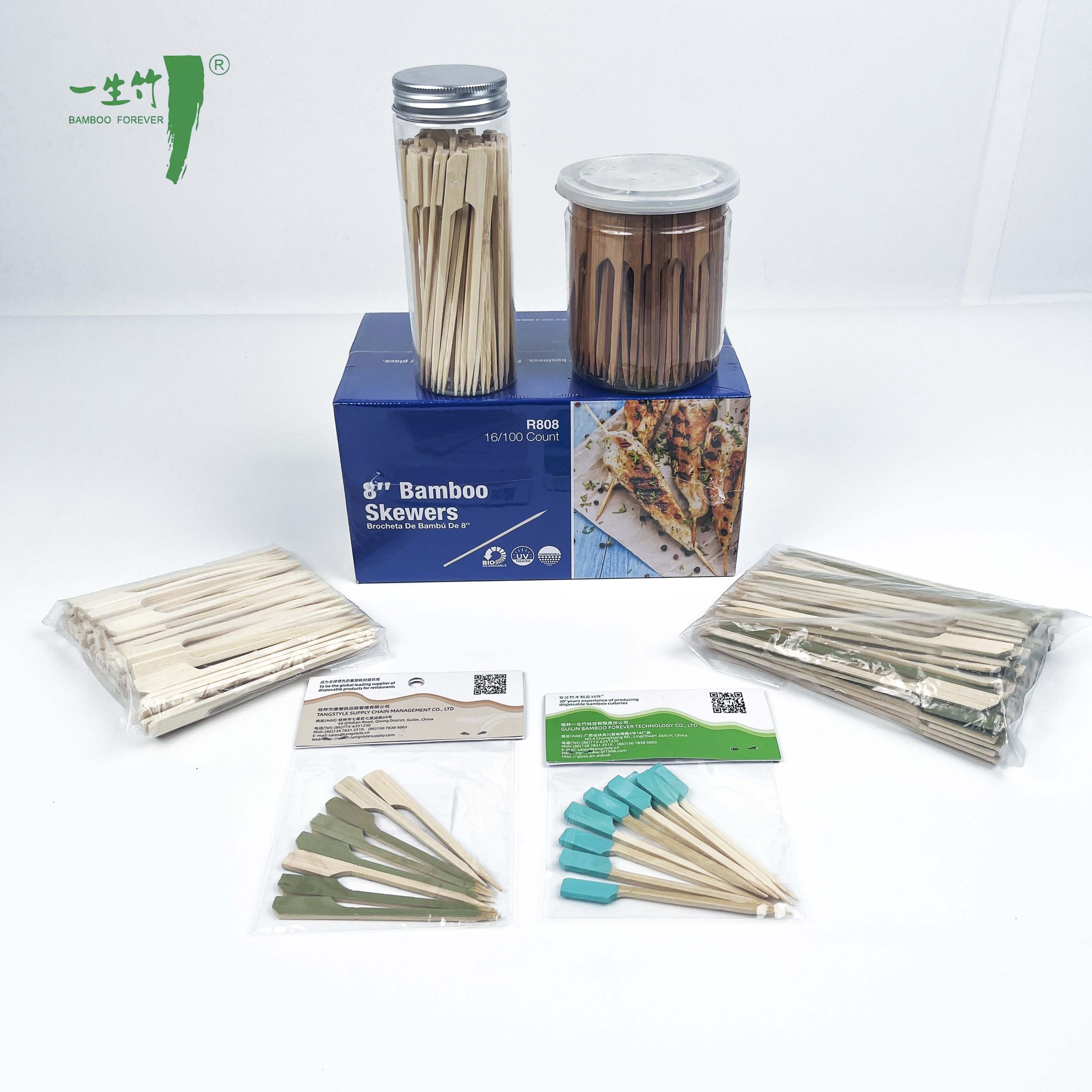 高品質 鉄砲型天然竹BBQ串 カスタム包装対応